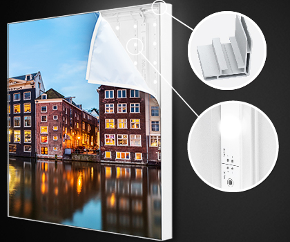 Lichtbak met doek Amsterdam Lichtbak met doek Amsterdam